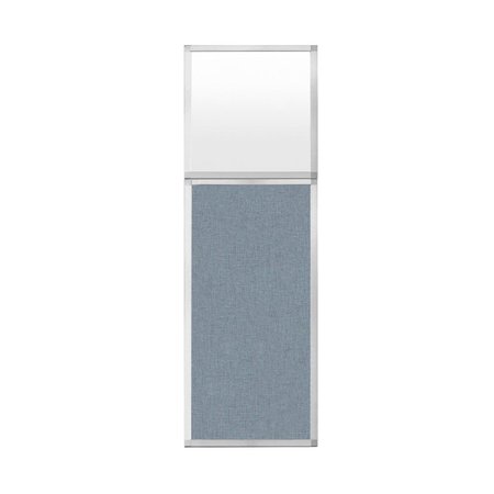 VERSARE Hush Panel Configurable Cubicle Partition 2' x 6' W/ Window Powder Blue Fabric Frosted Window 1852204-3